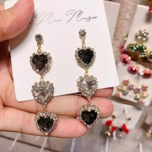 3/$25 Black and White Heart Earrings